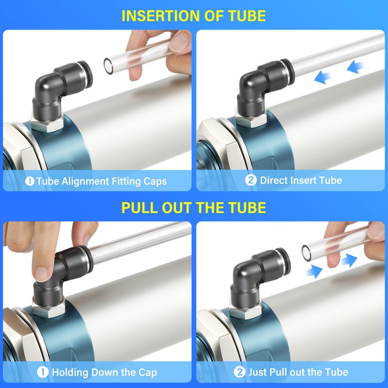 TAILONZ PNEUMATIC Elbow and Straight Combination 1/4 Inch Tube OD x 1/8 Inch NPT Thread Push to Connect Fittings PC-1/4-N1+PL-1/4-N1(Pack of 12) - Image 4